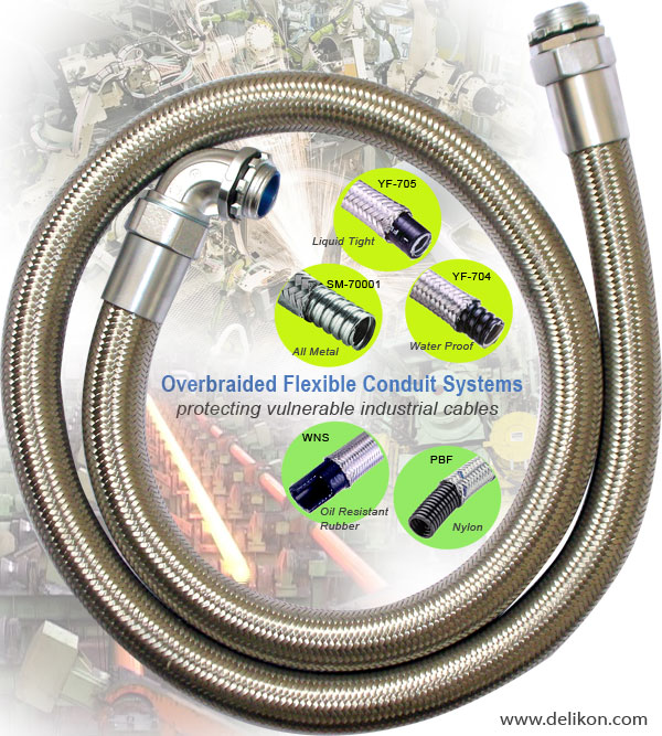 Overbraided Flexible Conduit Systems,protecting vulnerable industrial cables