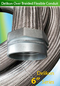 Delikon Over Braided Flexible Metal Conduit protecting power and data cables and air & fluid lines in harsh industrial invironment